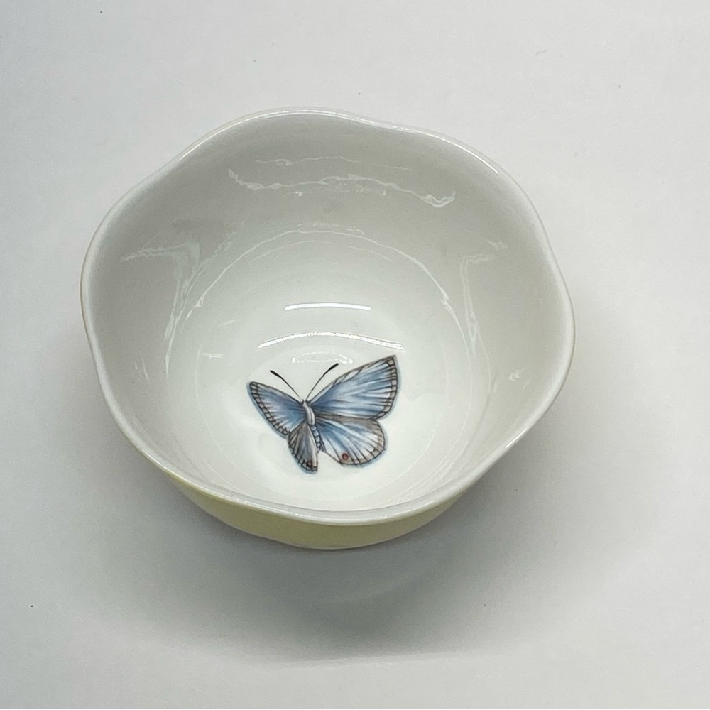 Lenox Butterfly Meadow Bowl Scalloped Edge Small Yellow White Butterfly inside